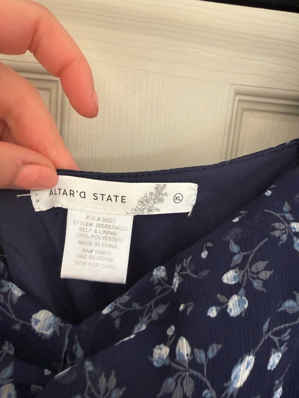 Navy Blue Floral Dress Altar’d State - Picture 6 of 6